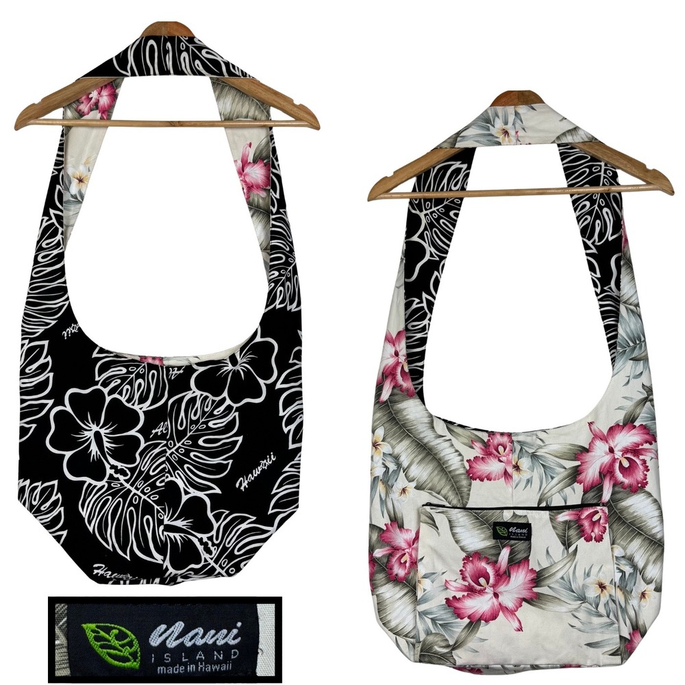Nani Island Reversible Hawaiian Hobo Tote Shoulder Bag Floral Hibiscus Hawaii